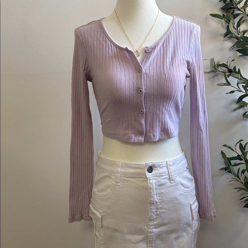 SHEIN Lavender Ribbed Crop Top